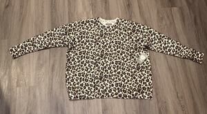Vince Camuto Beige Leopard Knit Women’s Crew Neck Pullover Sweater Size S